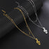 Lemegeton Stainless Steel Musical Note Pendant Necklace Double Layered Beads Chain Women Punk Hip Hop Jewelry Gifts